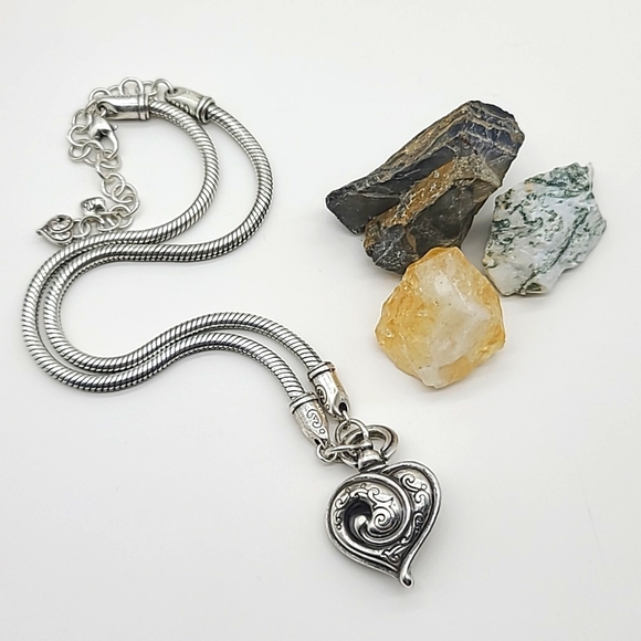 Brighton "PENELOPE" Puffy Etched Reversible Heart Pendant β€οΈ - Picture 7 of 9